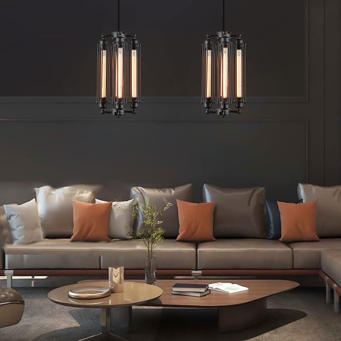 Industrial Steampunk Chandelier 2pcs Vintage Pendant Light Loft Ceiling Fixture for Country Hotel Restaurant Bar Creative Ceiling Lamp(4 Heads) - Image 8