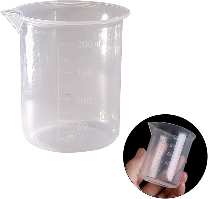 Waziaqoc 200ml/6.8oz Plastic Graduated Beaker (1 Pack), Transparent PP Measuring Cup Mixing Cup for Kitchen Lab
