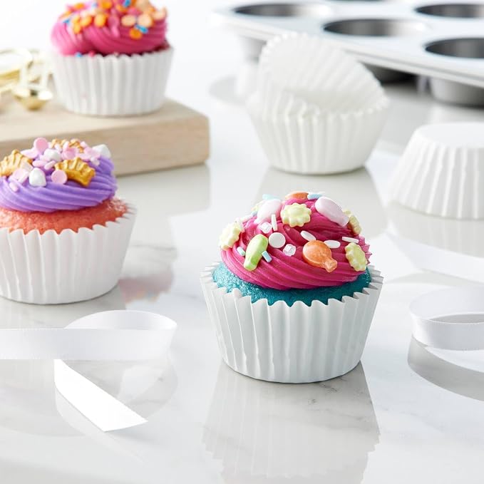 Caperci Heavy Duty Standard White Cupcake Liners 150 Counts - Grease-Resistant Paper Muffin Baking Cups, Odorless, No Muffin Pan Needed, Easily Peels (White) - Image 2