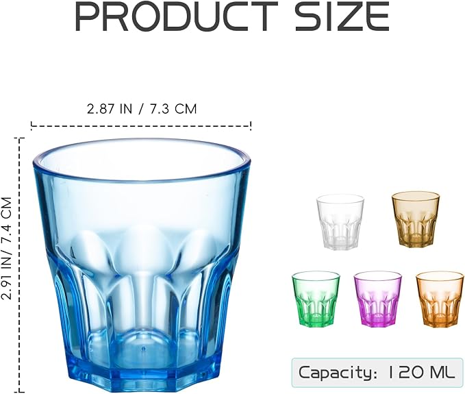 6Pcs Plastic Drinking Glasses, XJMWXHFC Acrylic Glasses Drinkware, Unbreakable Tumblers Drinking Glass, Multi-color Cups Reusable Glassware for Kitchen Cocktail Picnic Party Juice Whiskey Wine (160ml) - Image 2