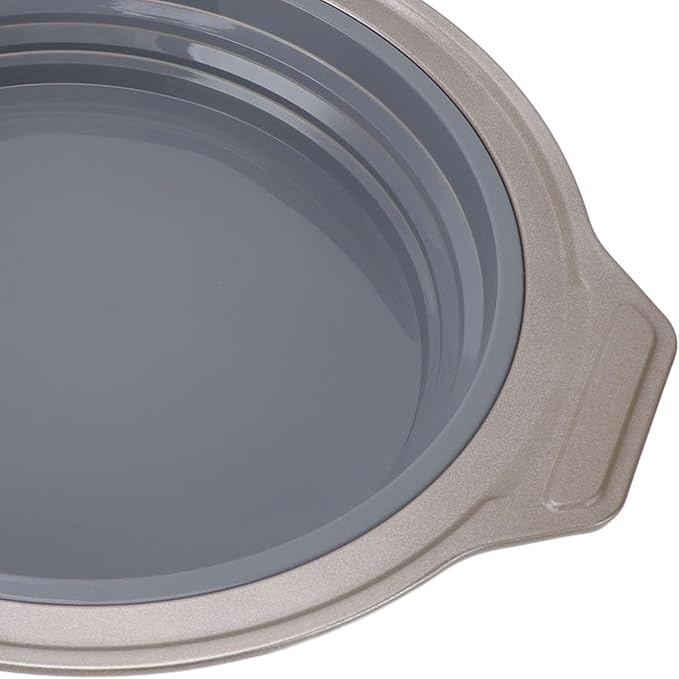 Silicone Cake Pan, Foldable Cake Pan Press Type Quick Release Heat for Layer Cake (Grey) - Image 7