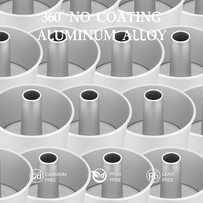 7-Inch Chiffon Cake Pan, Anodized Aluminum with 2 Removable Bottoms | Flat and Tube Bottom Inserts for Chiffon, Angel Food and Sponge Cakes - Image 3