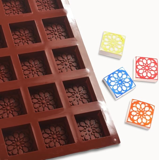 15 Cavities Square Silicone Molds, Non-Stick, Food Grade, Flexible, and Durable Molds for Baking, Soap Making, Candy, Dessert, Ice Cube and Crafts, Pack of 3