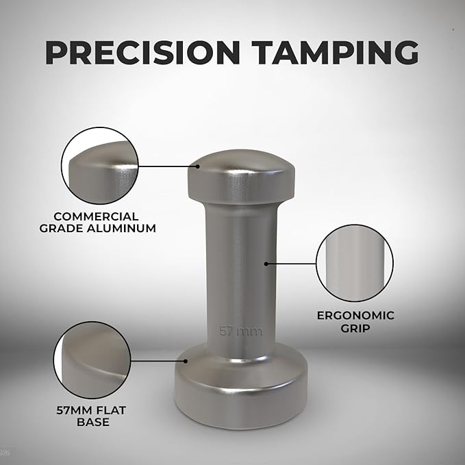 Rattleware Premium Aluminum Espresso Tamper (57 mm) - Ideal for Baristas & Coffee Lovers - Sleek Material & Design - Ultimate Tamping Precision & Consistency