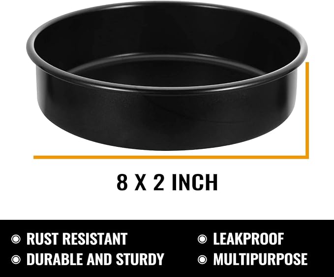 HIWARE 8-Inch Round Cake Pan Set of 3, Nonstick Baking Cake Pans with 90 Pieces Parchment Paper, Dishwasher Safe - Image 2