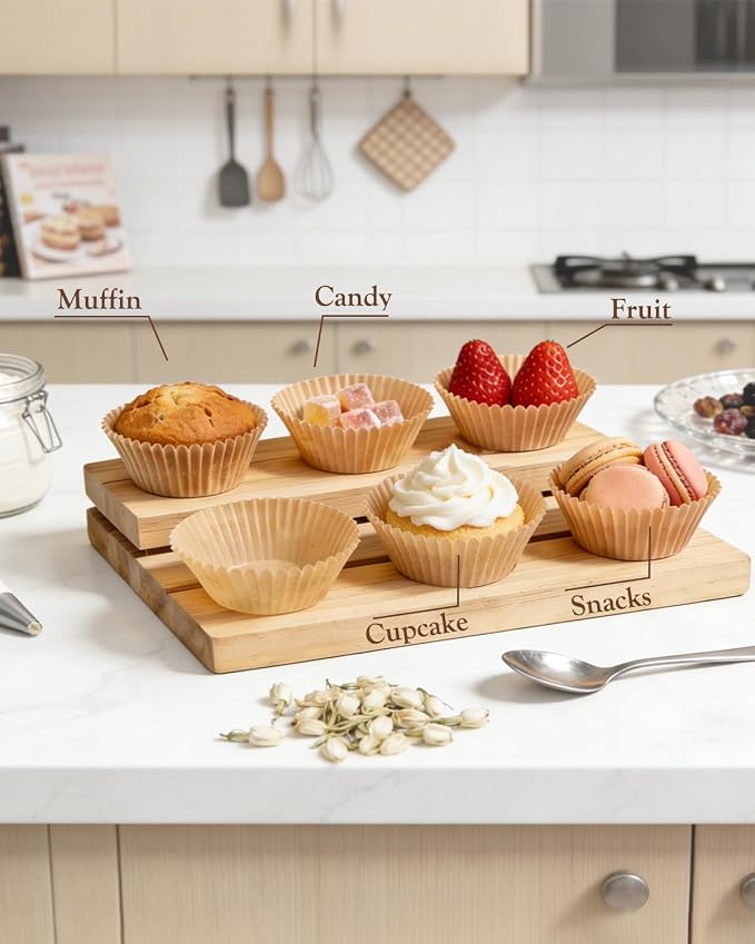 700 Count Brown Cupcake Liners - Natural Parchment Baking Cups, 2 Inch | Non-Stick, Greaseproof, Disposable Muffin Liners - Hold Cupcakes, Muffins, Desserts & Nuts for Parties, Weddings and Birthday - Image 5