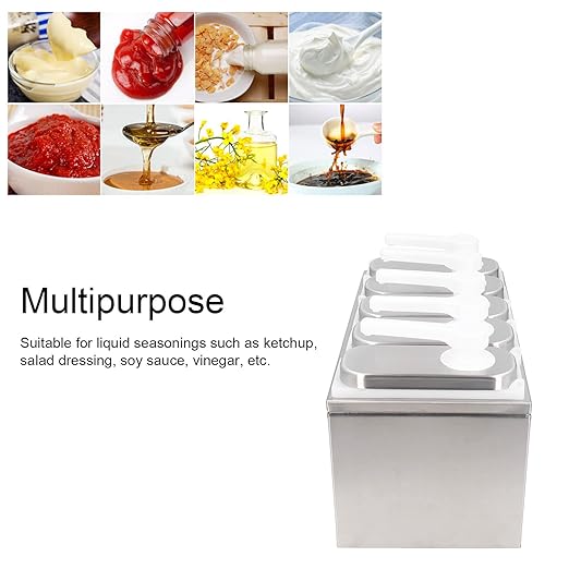 Condiment Pump Dispenser, 1L Single Jars Stainless Steel Sauce Dispenser Pump Ketchup Pump Dispenser Davinci Syrup Sauce Pump Container Salad Pump Container (5 Pumps)
