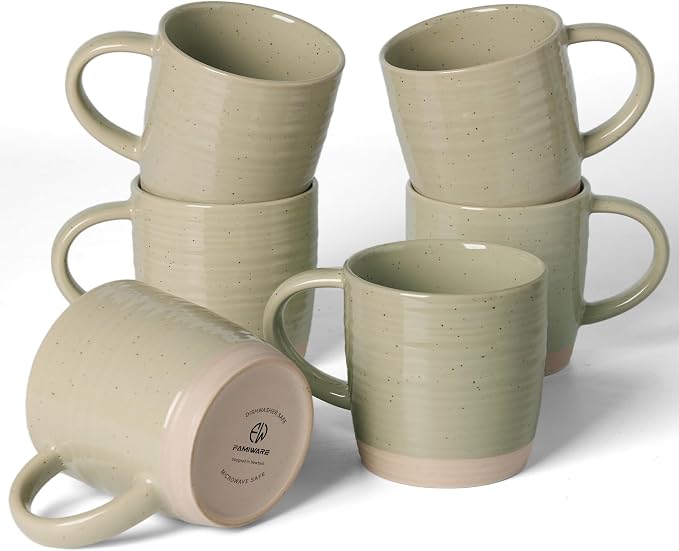 famiware Coffee Mugs Set of 6, 13 oz Mug Set, Ceramic Cup Set with Handle for Coffee, Tea, Cocoa, Milk, Constellation Series, Honey by Famiware