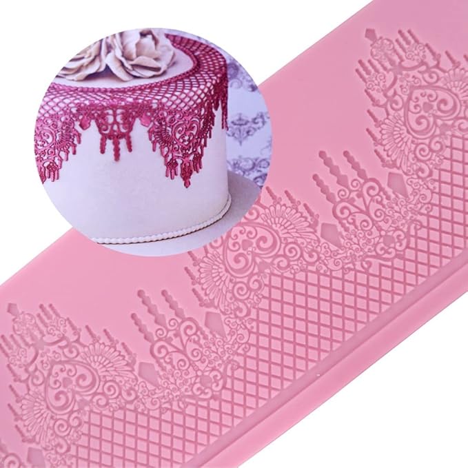 Embossing Lace Fondant Moulds, Crown Castle Border Lace Mat Wedding Cake Decoration Tool, Cupcake Mat Silicone Molds…
