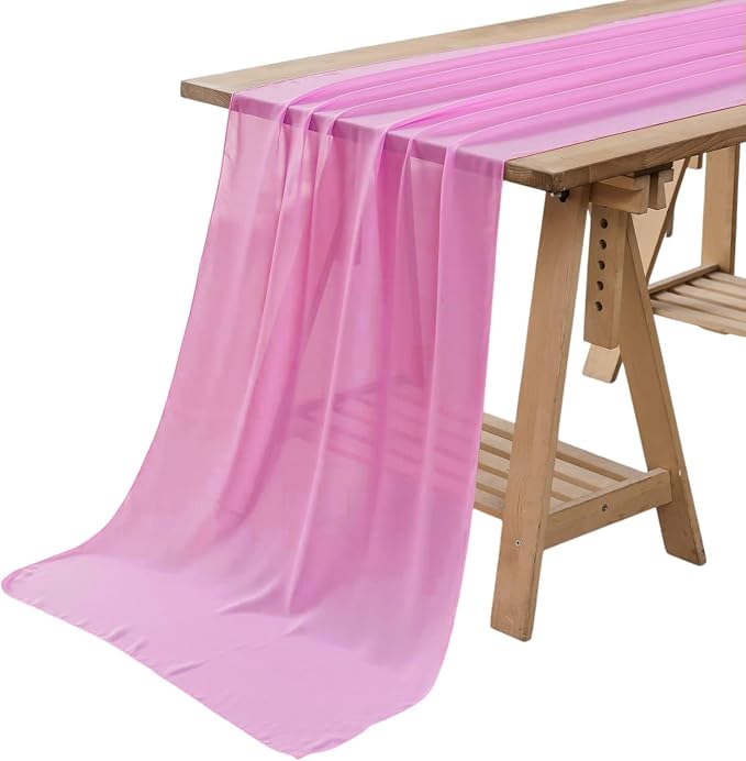 Pack of 20 | Rose Pink | 10ft Chiffon Table Runner 29x120 Inches Long Romantic Rustic Sheer Gauze Runner for Wedding Bridal Shower Birthday Banquets Engagement Spring Easter Boho Decorations - Image 8