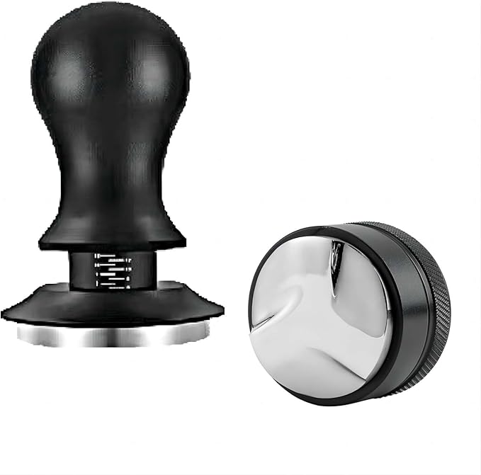 53mm Coffee Tamper & Distributor Set 53mm, Espresso Tamper Set with Spring Loaded and Base, Coffee Machine Accessories 54mm Calibrated Tampers for Breville Portafilter with Coffee Cleaning Brush