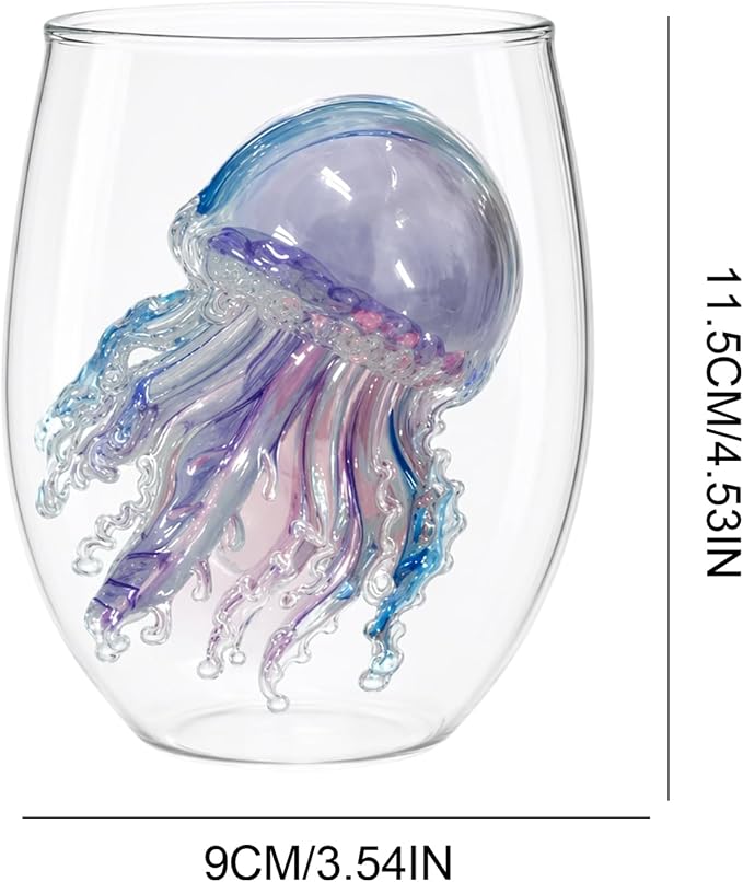 Blue Ring Stemless Ocean Glass (White Style 4) | 3D Sculpted Handmade Blue Ring Stemless Glass Ocean Cup Handblown Glassware (White Style 4) - Image 5