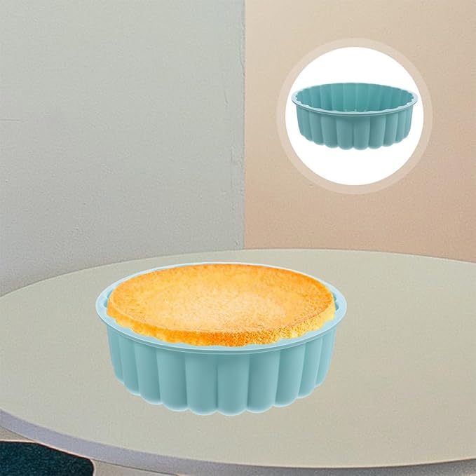 Garneck 2pcs Food-grade Silicone Round Cake Mold Blue Non-stick Baking Molds for Tart and Desserts High-temperature Resistant Bakeware - Image 5
