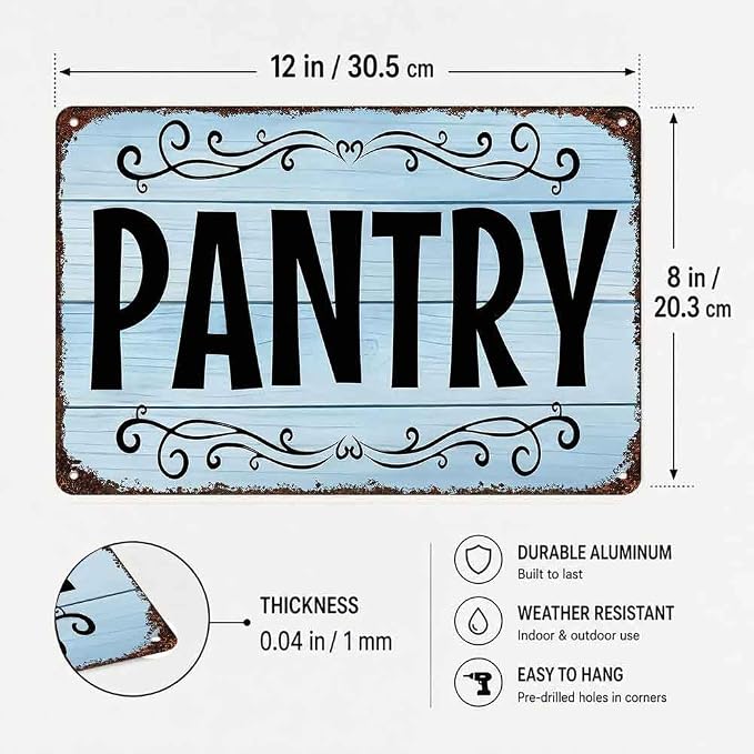 Pantry Aluminum Metal Sign 8 x 12 Inch | Kitchen Decor Accent for Home or Kitchen, Gift Pick: Farmhouse Fans or Home Owners - Image 2