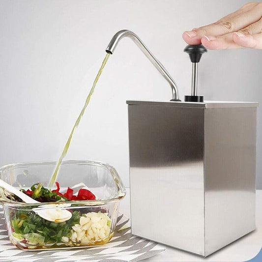 Sauce Dispenser Pump, Commercial Stainless Steel Condiment Pump Station, 4.2Quart Condiment Pump Dispenser for Ketchup Dressing Syrup