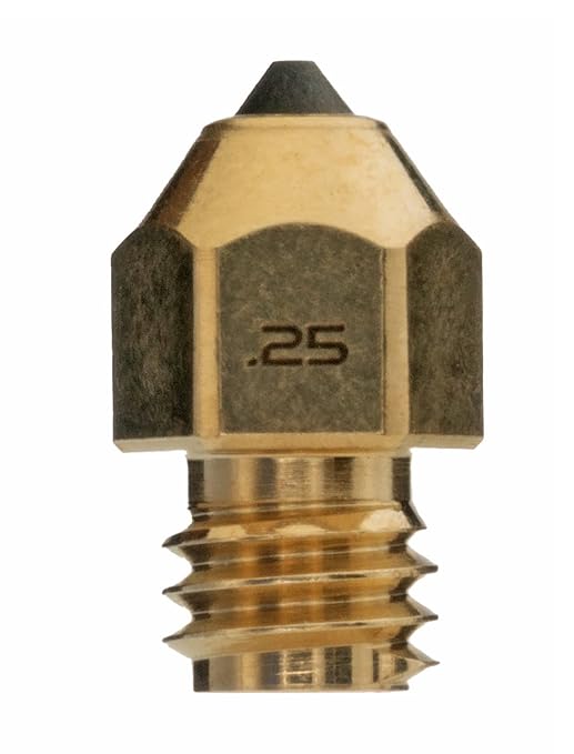 Diamondback Nozzles – MK8 Compatible – Polycrystalline Solid Diamond Tip 3D Printer Nozzles, Improved Extrusion, Any Filament, Long Life, Wear Resistant, Layer Adhesion, USA Made (0.25mm)