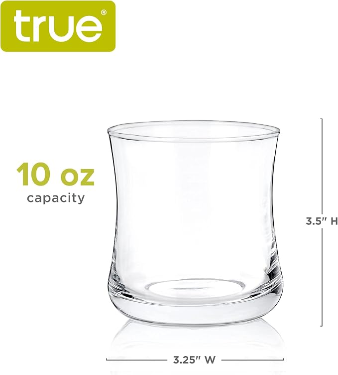 True Bourbon Glass, Whiskey Glasses, Clear Tumbler for Old Fashioned, Scotch, Vodka, Tequila, Brandy, Rum, Gin, Home Bar Glassware, 10 oz Set of 4 - Image 3