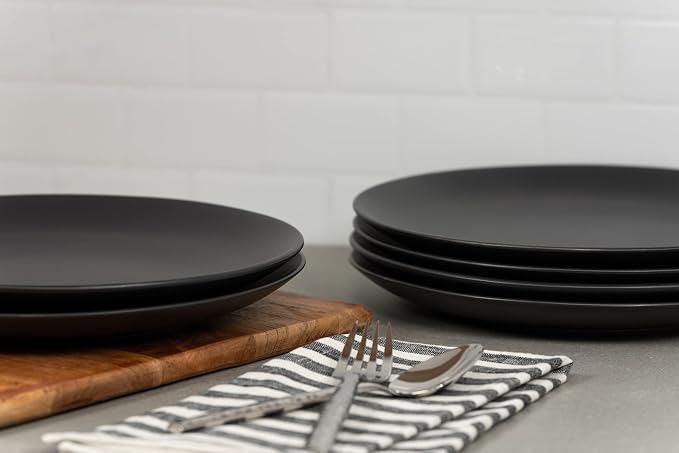 10 Strawberry Street Wazee Matte 10.5" Coupe Dinner Plate, Set of 6, Black - Image 4