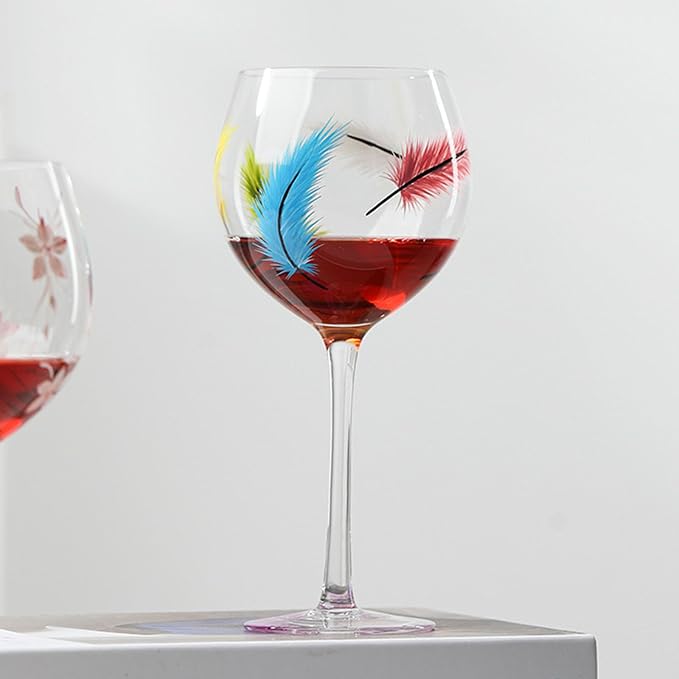 Unique Glass Goblet with Intricate Hand Painting Wine Glass Transparency High-Arched Cup Glassware for Gifting Drinkware Wine - Image 8