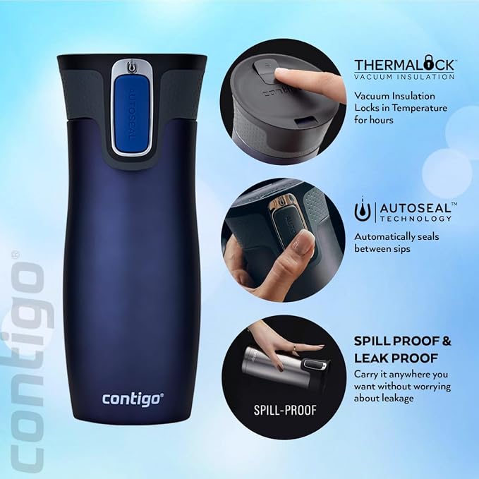 Contigo West Loop Autoseal Travel Mug, Stainless Steel Thermal Mug, Vacuum Flask, Leakproof Tumbler, Coffee Mug with BPA-Free Easy-Clean Lid - Image 9