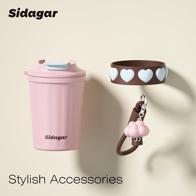 SDGA+ 12 oz Travel Coffee Mug Spill Proof Leak Proof, Stainless Steel Thermal Coffee Cup with Lid, Resuable Cup for Hot and Cold, Portable Tumbler for Women, Light Pink - Image 5