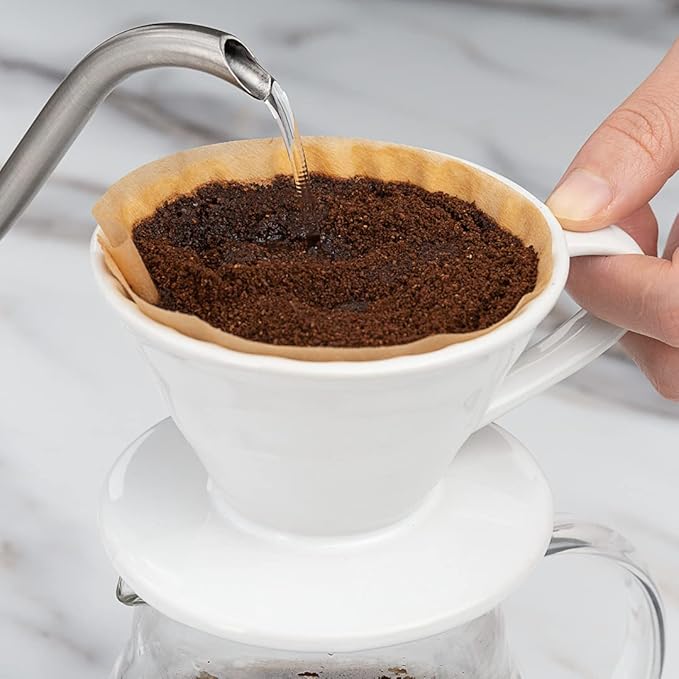 Restaurantware Restpresso 10 Ounce Coffee Dripper 1 Reusable Coffee Cone - With Drip Hole Retains Heat White Ceramic Pour Over Coffee Dripper For Home Cafe Or Restaurants