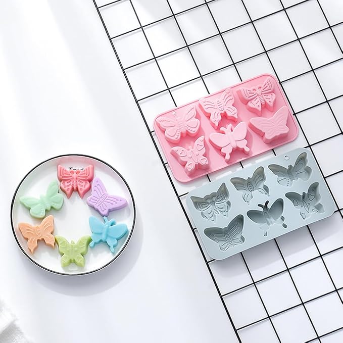 2 PACK 6 Design Butterfly Shaped Silicone Molds, 3D Butterfly Themed Baking Mould Tray DIY Baking Tool for Chocolate Cake Dessert Candy Mousse Pastry Candy Polymer - Image 5