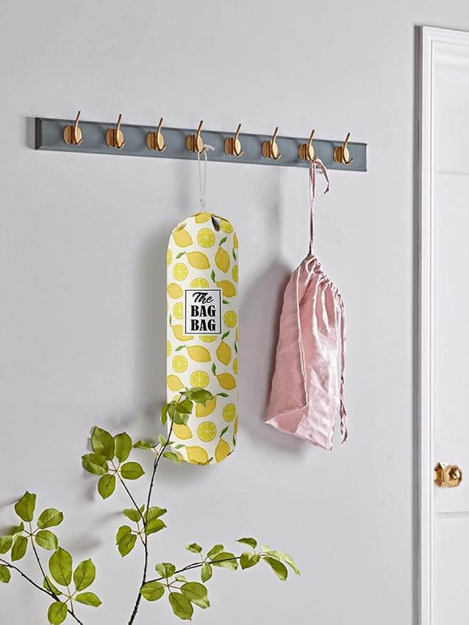 C-1 Lemon Grocery Bags Holder & Organizer - Wall Mount Plastic Bags Storage Container Dispenser - Kitchen Gifts For Women, Family & Friends - Image 5