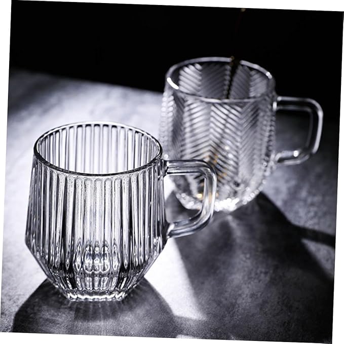 6pcs Vertical Stripe Glass Beer Cups Transparent Water Mugs Heat-resistant Coffee Holders for Home Kitchen and Cafe Use