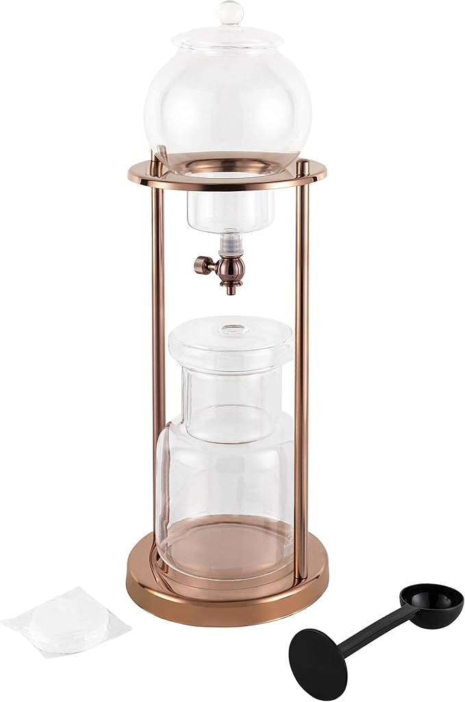 Cold Brew Coffee Maker, Iced Coffee Cold Brew Drip Tower, 20.29oz Capacity and Built-In Filter, Precise Drip Control, for Home, Gatherings, Office, Cafe
