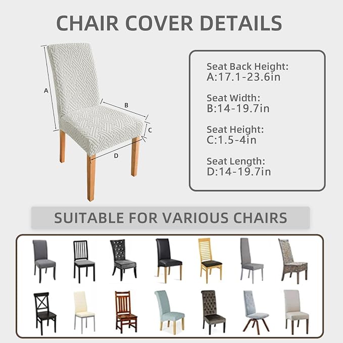 Dining Room Chair Covers - Anti-Cat Scratch, Washable, Regular Size, 4 Pack for Kitchen, Hotel, Meeting - Image 6