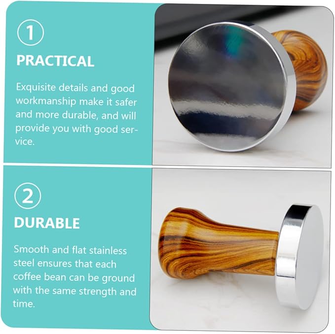 Flat Espresso Tamper Wooden Handle Bean Presser Coffee Tool Espresso Machine Tamper for Cafe Home