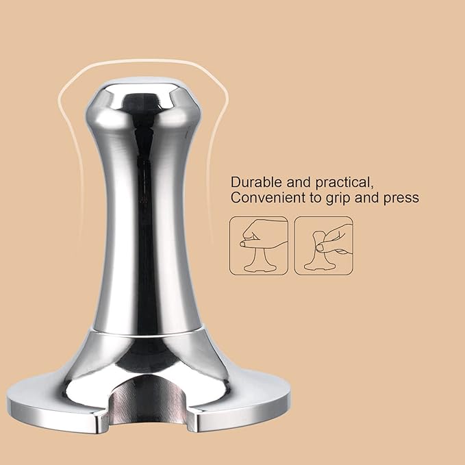 Tyenaza 51mm Stainless Steel Coffee Tamper, Ergonomic Easy to Clean Heavy Duty Coffee Tamper with Handle for Coffee Machines