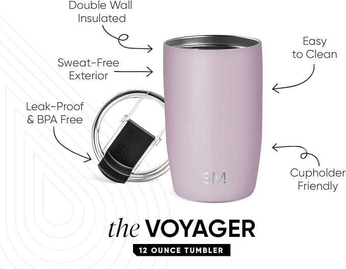 Simple Modern Travel Coffee Mug with Lid | 12oz | Lavender | Voyager Coffee Cup, Coffee Tumbler for Hot & Iced Drinks | Insulated Stainless Steel Travel Mug | Lavender Mist - Image 2