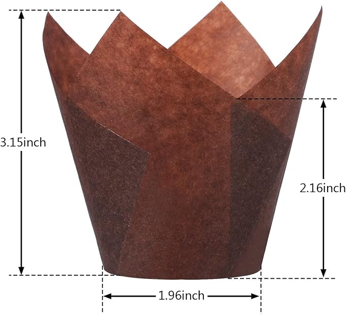 200pcs Tulip Cupcake Liners, Standard Greaseproof Paper Baking Cups Muffin Liners Holders Perfect for Bridal Showers, Baby Showers, Birthday Parties, Banquets, and Catering Events (Brown) - Image 2
