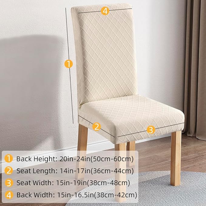 Fuloon Waterproof Dining Chair Covers, Parsons Chair Slipcover, Super Fit Stretch Kitchen Chairs Slipcovers, Removable Washable Chairs Seat Slipcover for Dining Room, Kitchen, Banquet (6 Pack, Beige) - Image 2