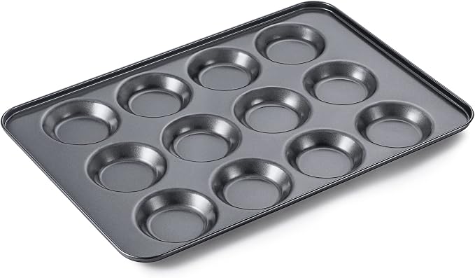 Mini Muffin Top Pan for Baking, Premium 12 Cavity Small Whoopie Pie Pan, Nonstick Yorkshire Pudding Pan for Pansuffin, Moon Pie, Cookies, Dishwasher Safe and Easy to Clean by HONGBAKE