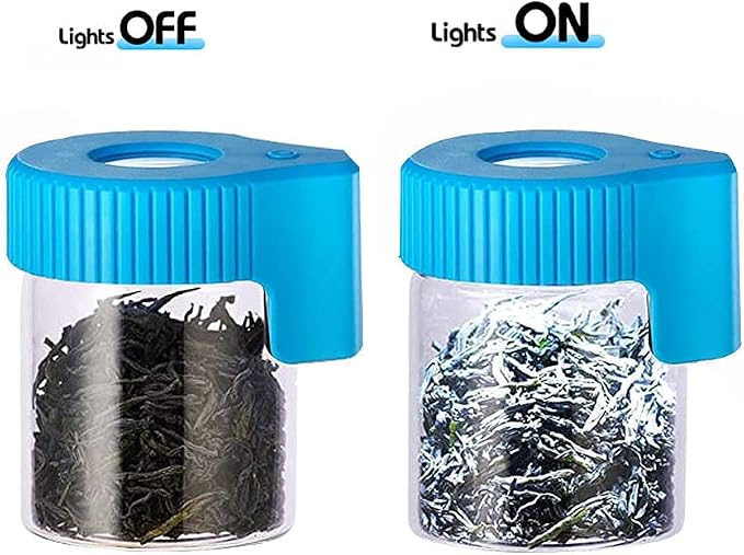 Led Transparent Glass Seal Storage Jar, Light-Up Magnifying Ornamental Glass Bottle (Blue) - Image 2