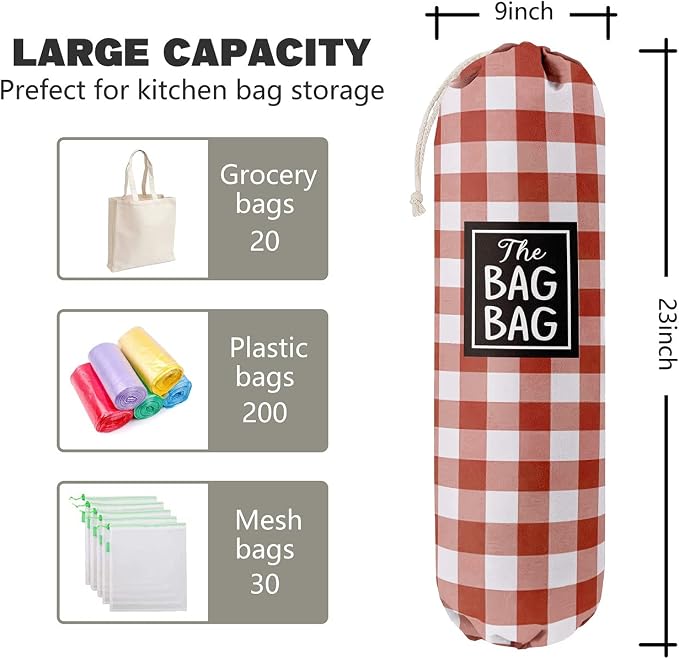 Funny Grid Bag Bag， Grocery Bags Holder Organizer For Shopping Bags, Wall Mount Plastic Bags Storage Container Dispensers, Gift For The Preferred Family And Friends - Image 3