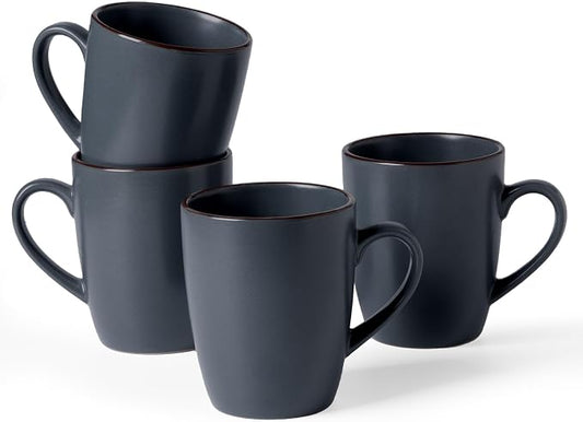 famiware Venus Coffee Mugs for 4, 13 oz Mug Set, Dringking Cup with Handle for Coffee, Tea, Cocoa, Milk, Charcoal by Famiware