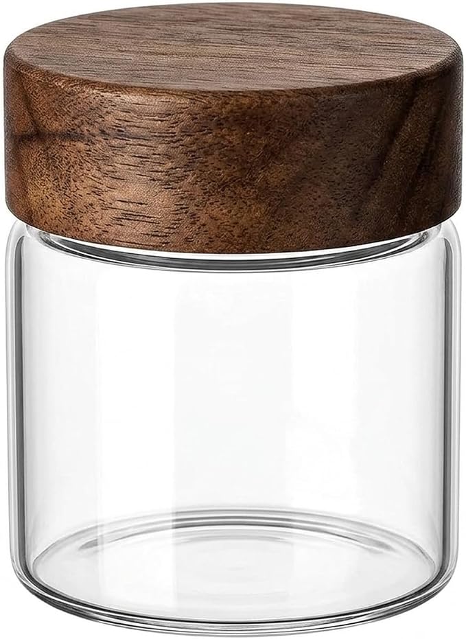 Clear Glass Storage Jar with Acacia Wood Lid - Kitchen Canister for Pantry Organization, Countertop Display, and Dry Food Storage by Unknown