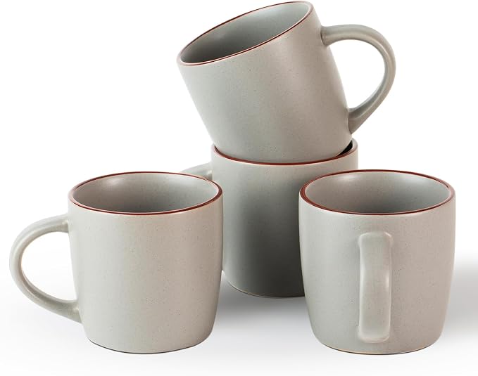 famiware Mercury Coffee Mugs 13 oz, Coffee Mugs Set of 4 with Handle, Ceramic Cups for Latte, Hot Tea, Cappuccino, Mocha, Cocoa, Dark Grey by Famiware