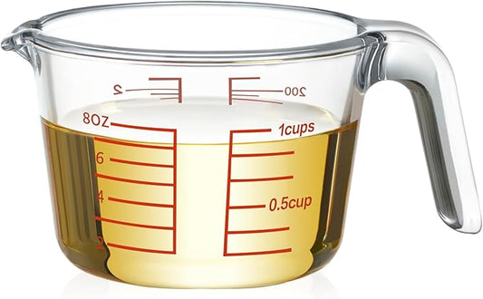 NUTRIUPS High Borosilicate 1Cup Glass Measuring Cup, Glass Measuring Beaker with Multiple Measurement Scales, Easy to Read (1 CUP)