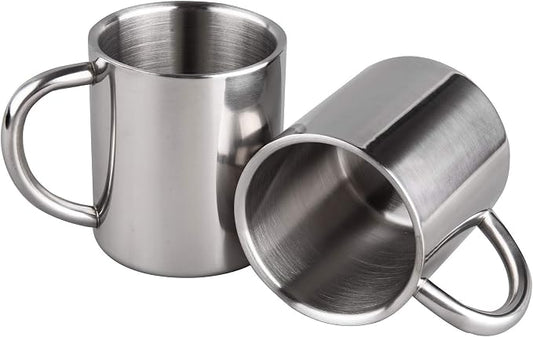 IMEEA Small Espresso Mug 7.5oz Double Wall Stainless Steel Cups, Set of 2 by IMEEA