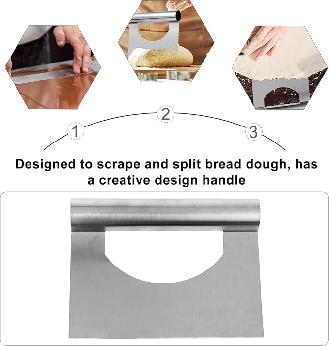 VOSAREA Stainless Steel Dough Cutter with Creative Design Handle for Scraping Dough and Baking Scrapers, Kitchen Chopper Tool for Flat Cooking and Pastry Preparation - Image 4