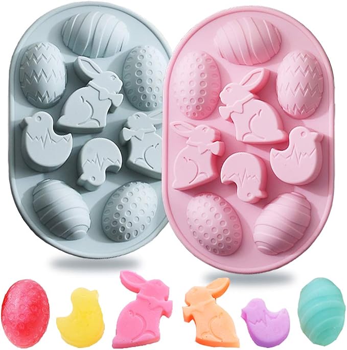 2Pack Easter Rabbit Bunny Egg Silicone Molds, 3D Easter-theme Baking Mould Tray DIY Baking Tool for Chocolate Cake Dessert Candy Mousse Pastry Soap - Image 9