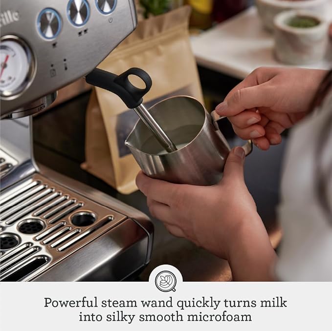 Breville BES876BSS Barista Express Impress, Brushed Stainless Steel | Craft café-quality lattes and cappuccinos at home with this semi-automatic espresso machine with built-in grinder - Image 8