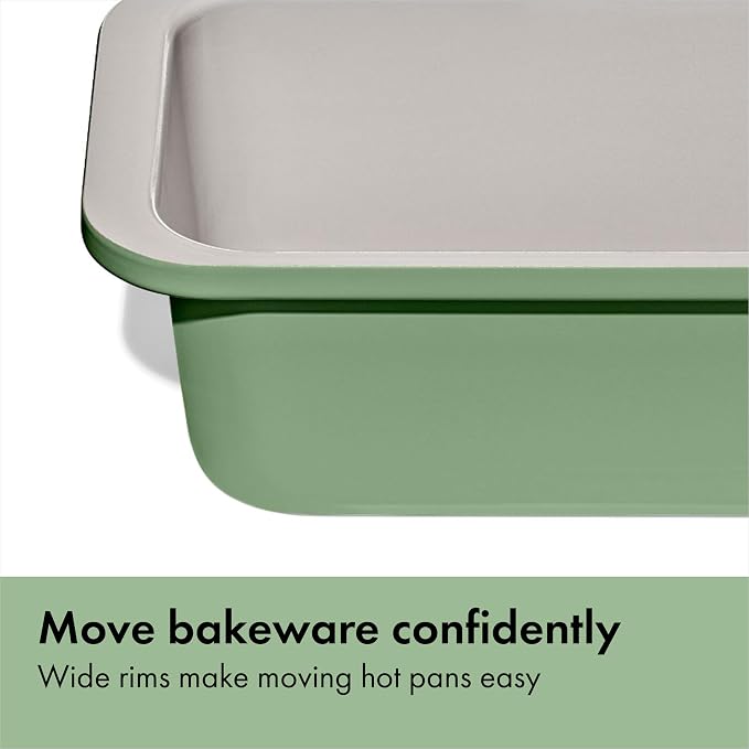 OXO Good Grips Non-Stick Pro Ceramic Coated Metal Bakeware 1 lb Loaf Pan — Basil, Ceramic Baking Tray for Baking Breads, Cakes and Meatloaf - Image 5