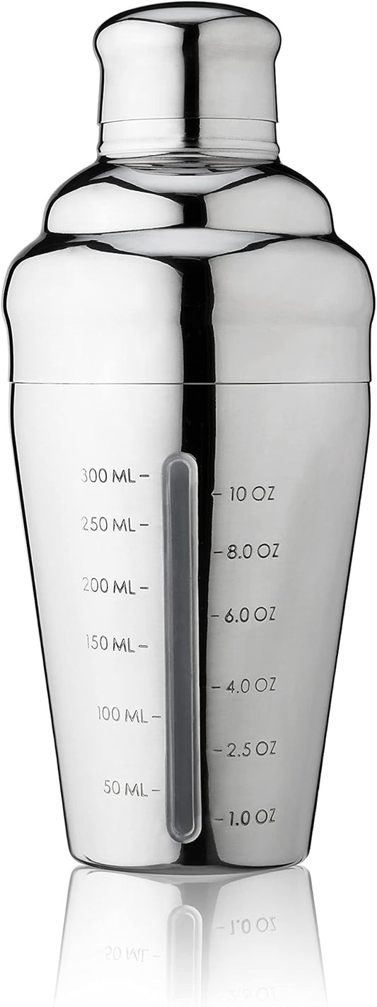 True Vista Stainless Steel Cocktail Shaker with Measurements for Cold Brew Cocktails, Whiskey Sour, Espresso Martini Shaker, Home Bar Essentials, Bar Cart Accessories, Bartender Gifts, 14oz, Set of 1