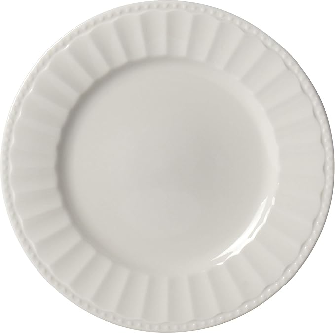 TTU Tabletops Gallery Embossed Bone White Porcelain Round Dinnerware Collection- Chip Resistant Scratch Resistant, Mosaico 16 Piece Dinnerware Set (Dinner Plate, Salad Plate, Cereal Bowl, Mug) - Image 4